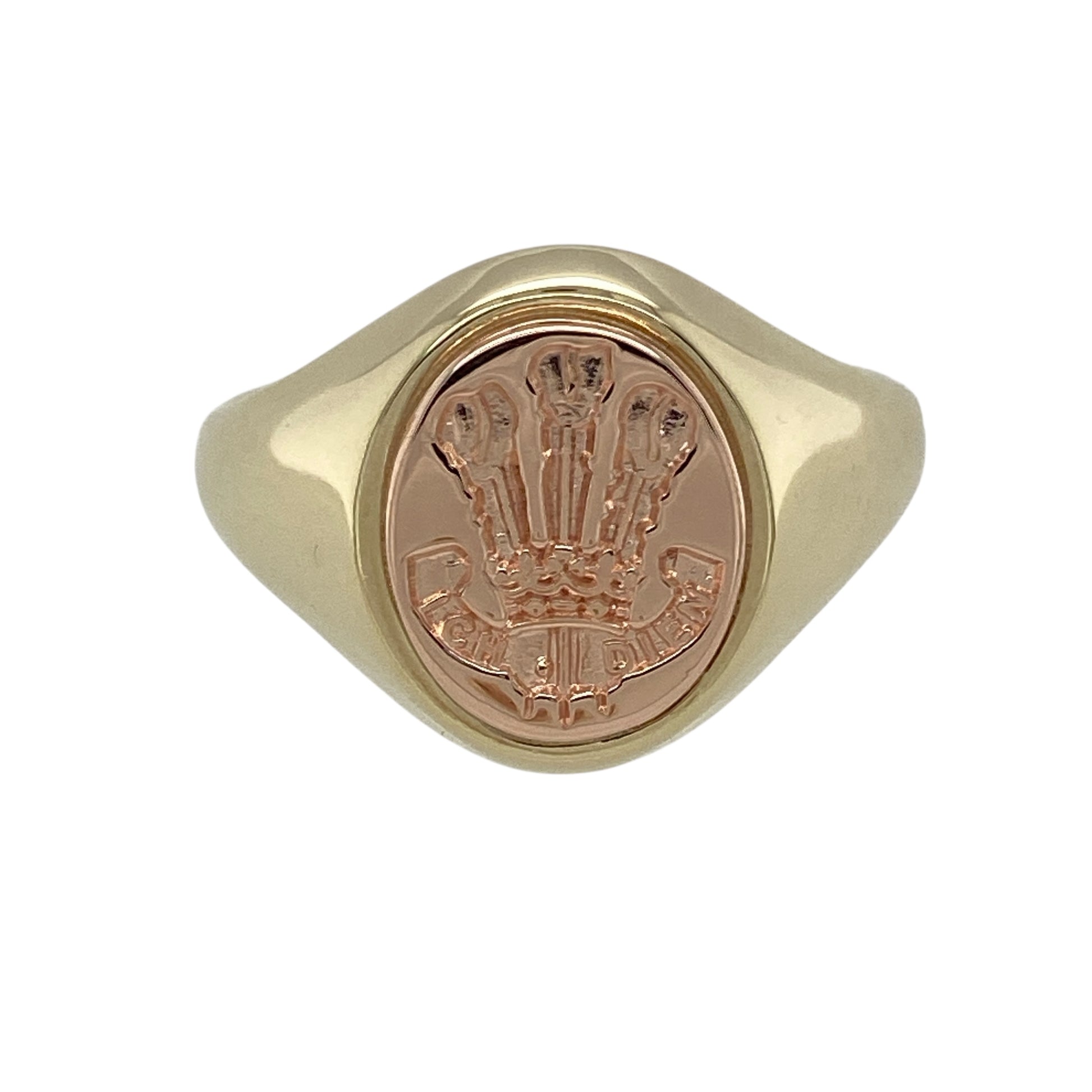 9ct Welsh Gold Three Feathers Oval Signet Ring