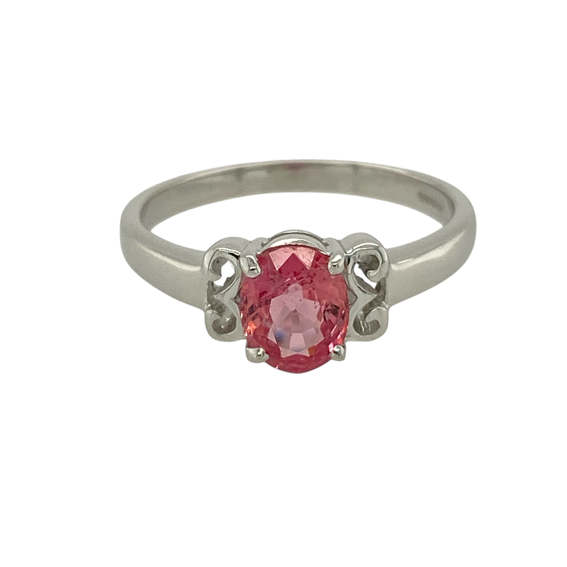 9ct White Gold & Pink Tourmaline Set Ring