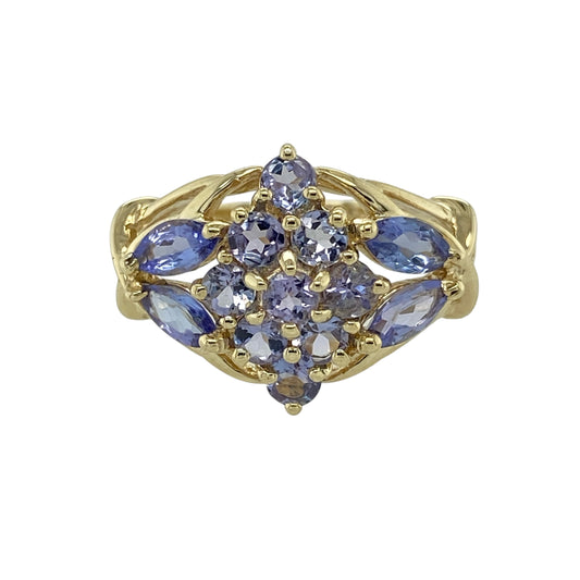 9ct Gold & Tanzanite Set Cluster Ring