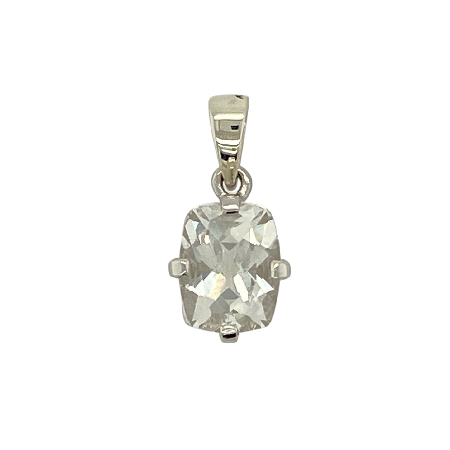 9ct White Gold & Cubic Zirconia Set Rectangle Pendant