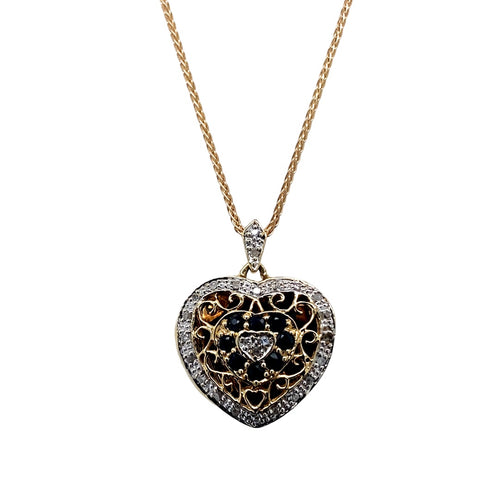 9ct Gold Diamond & Sapphire Heart Locket 18