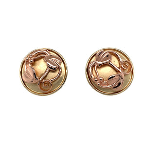 Preowned 9ct Yellow and Rose Gold Clogau Tree of Life Circle Stud Earrings with the weight 5.70 grams