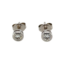 Load image into Gallery viewer, Preowned 18ct White Gold &amp; Diamond Set Rubover Stud Earrings with the weight 1.10 grams
