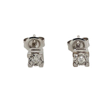 Load image into Gallery viewer, Preowned 9ct White Gold &amp; Diamond Set Stud Earrings with the weight 0.90 grams
