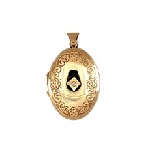 Load image into Gallery viewer, 9ct Gold &amp; Diamond Set Patterned Oval Locket
