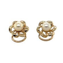 Load image into Gallery viewer, 9ct Gold &amp; Pearl Flower Clip On Earrings
