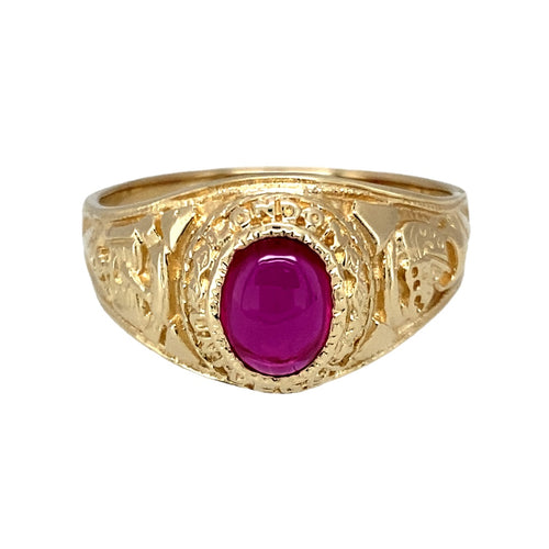 9ct Gold & Pink Stone Set London University College Style Ring