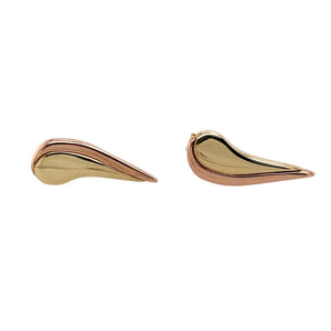 Preowned 9ct Yellow and Rose Gold Clogau Curved Stud Earrings with the weight 2.70 grams. The backs are not Clogau
