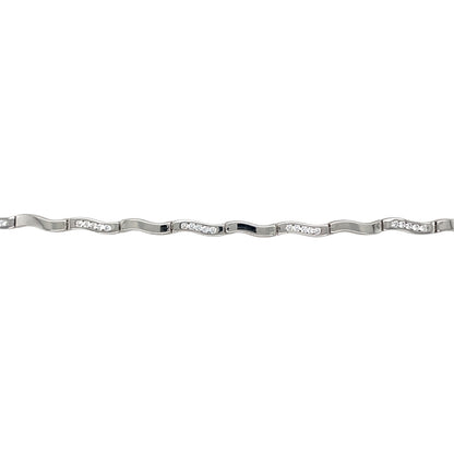 9ct White Gold & Cubic Zirconia Set 7.5" Bar Bracelet