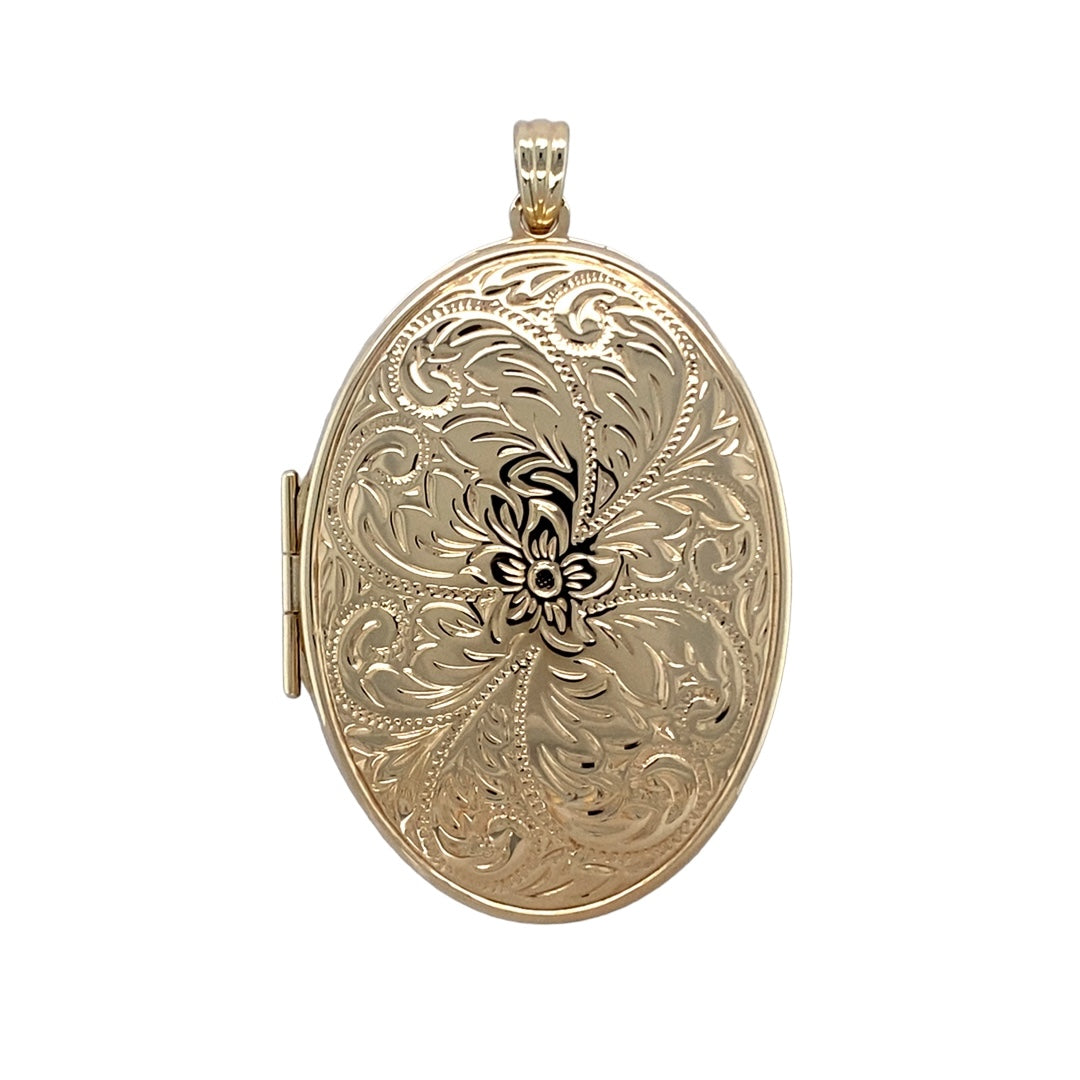 9ct Gold Patterned Large Oval Locket Gold Reserves Jewellers