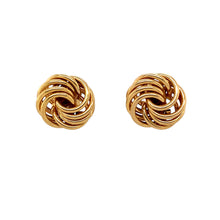 Load image into Gallery viewer, Add a classic and elegant touch to your jewellery collection with these pre-owned 9ct yellow gold 13mm knot stud earrings, featuring:

Design: A timeless knot-style design, symbolising unity and sophistication.
Material: Crafted in 9-carat yellow gold, offering a warm and polished finish.
Size: Each earring measures 13mm in diameter, making them a versatile and eye-catching accessory.
Weight: A lightweight yet durable 2 grams, ensuring comfortable wear throughout the day.

