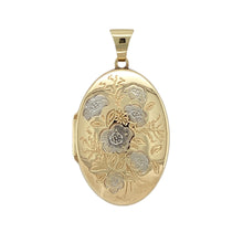 Load image into Gallery viewer, 9ct Gold Floral Patterned Oval Locket
