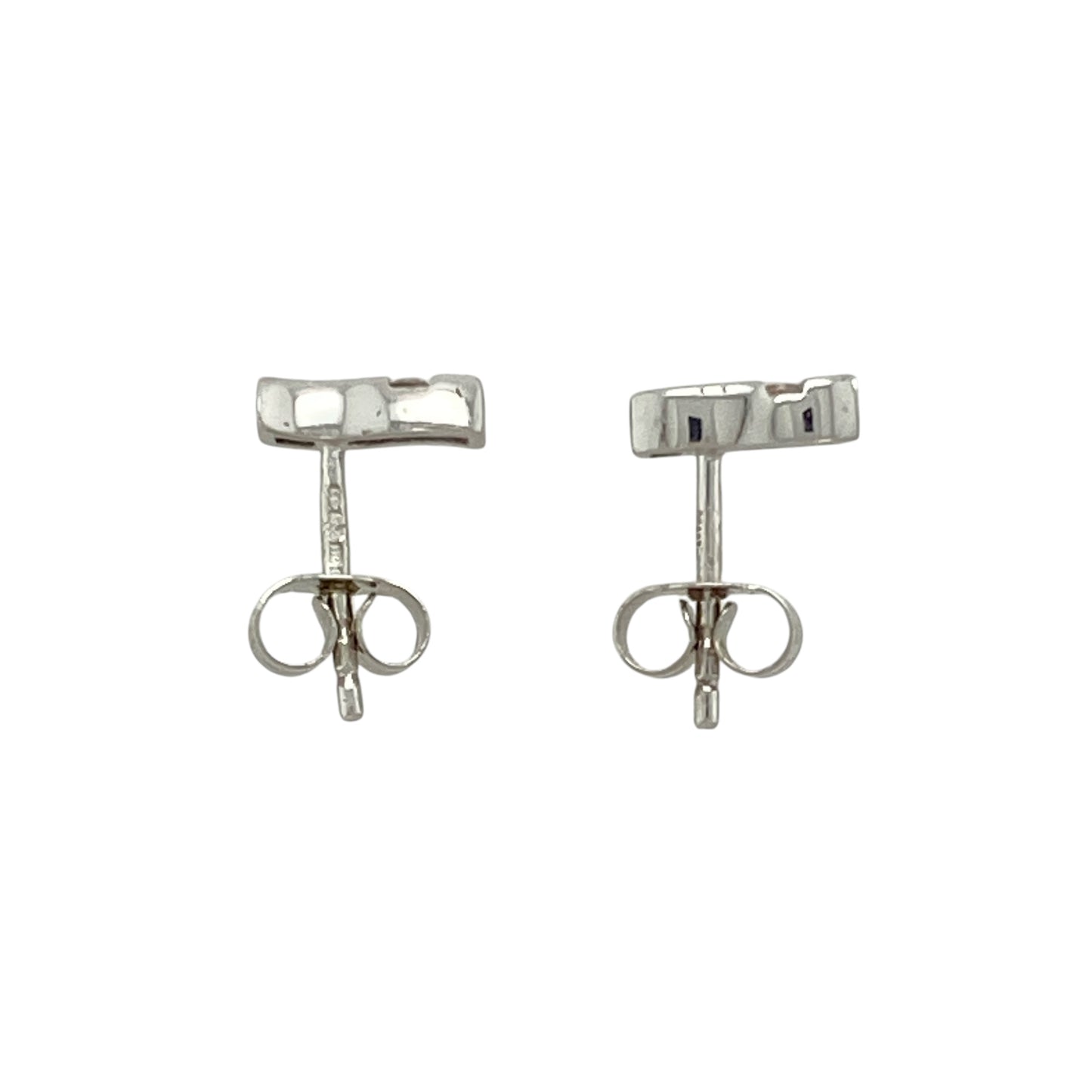 9ct White Gold & Diamond Set Wave Stud Earrings