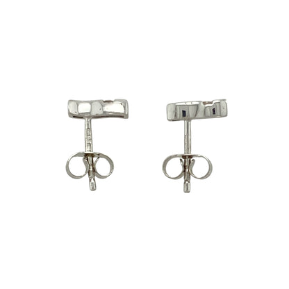 9ct White Gold & Diamond Set Wave Stud Earrings