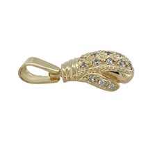 Load image into Gallery viewer, Show your strength and style with this pre-owned 9ct yellow gold boxing glove pendant, set with sparkling cubic zirconia for a knockout finish:

Design: A highly detailed boxing glove design, symbolising power, perseverance, and determination—enhanced with sparkling cubic zirconia accents for added impact.
Material: 9-carat yellow gold, offering a bold, polished finish that highlights the craftsmanship and contours of the design.

