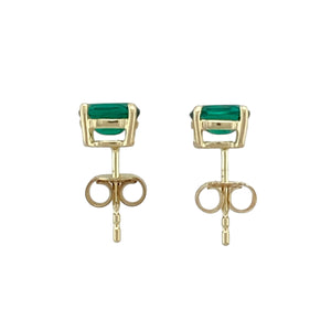 9ct Gold & Green Stone Oval Stud Earrings