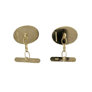 9ct Gold Patterned Oval Chain Link Cufflinks