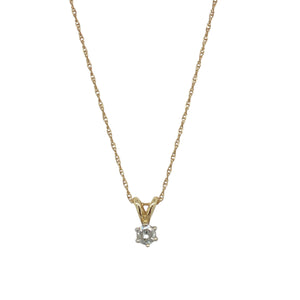9ct Gold & Diamond Set Solitaire 16" - 18" Necklace