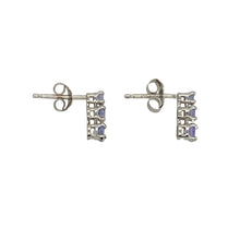 Load image into Gallery viewer, 9ct White Gold &amp; Tanzanite Set Three Stone Stud Earrings
