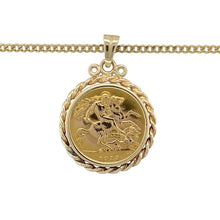 Load image into Gallery viewer, 9ct Gold Half Sovereign Mount with 22ct Gold Half Sovereign 18&quot; Necklace

