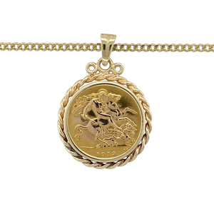 9ct Gold Half Sovereign Mount with 22ct Gold Half Sovereign 18" Necklace