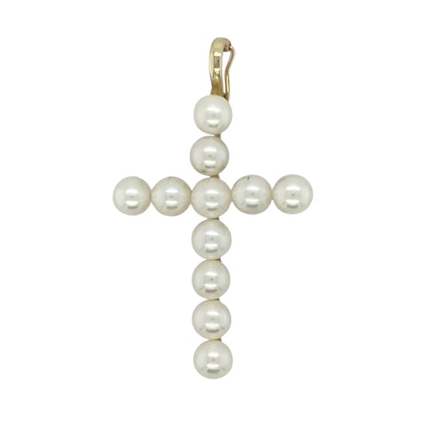 9ct Gold & Pearl Set Cross Pendant