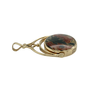 9ct Gold Jasper & Agate Set Fob Pendant