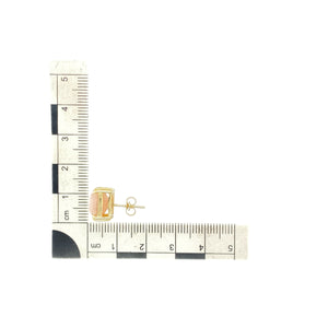 9ct Gold & Pink Stone Square Stud Earrings