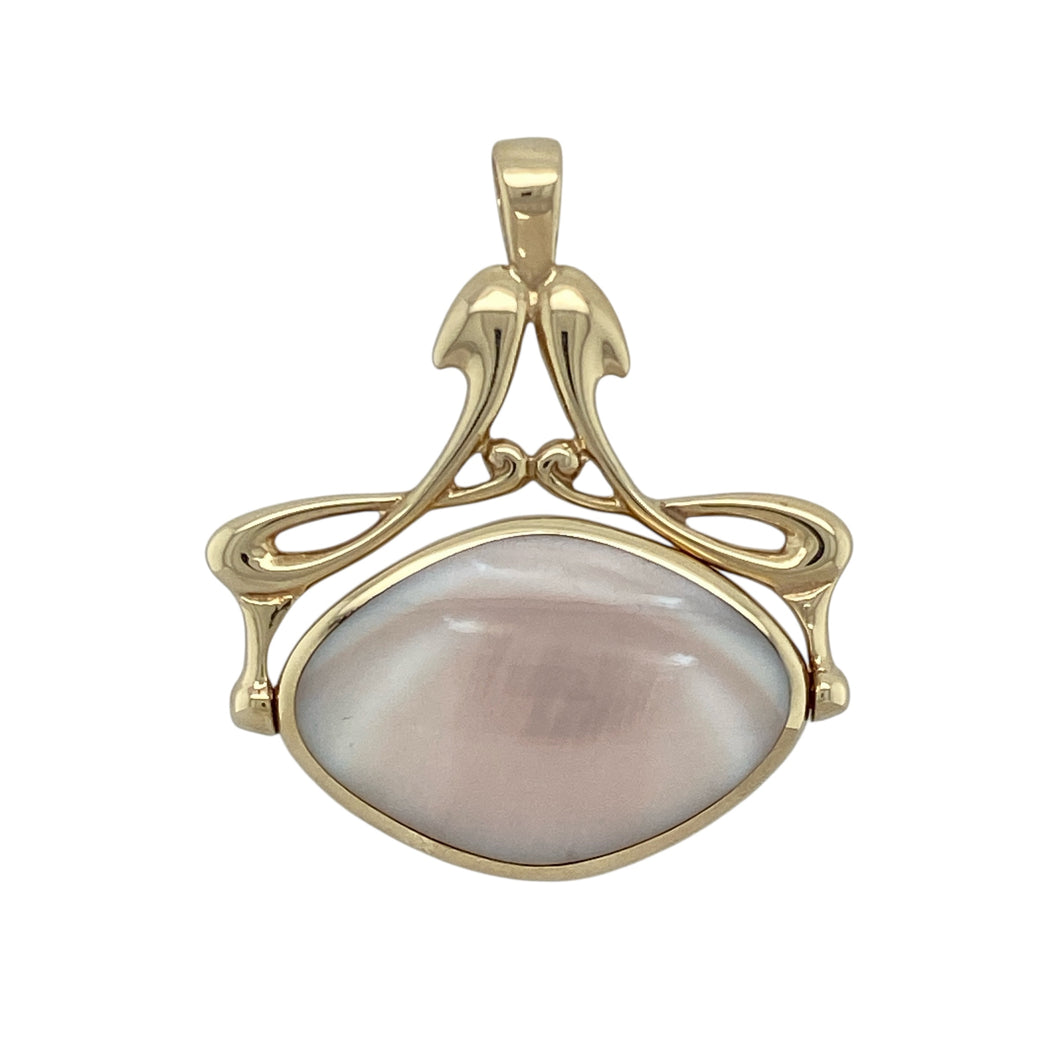 9ct Gold & Mother of Pearl Set Fob Pendant