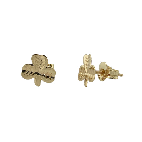 9ct Gold Three Clover Stud Earrings