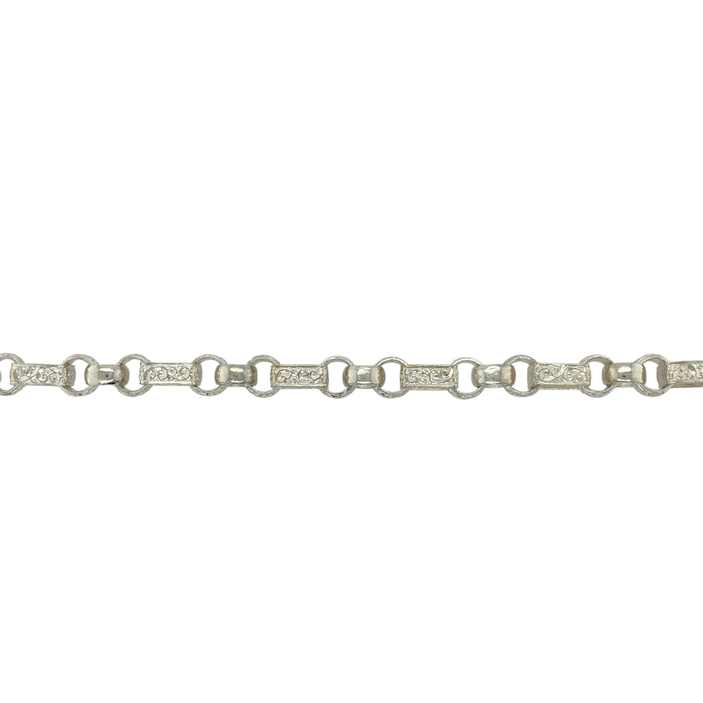 New 925 Silver 7.5" Patterned Engraved Gypsy Style Bracelet