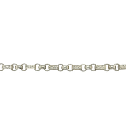 New 925 Silver 7.5" Patterned Engraved Gypsy Style Bracelet