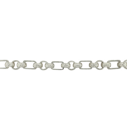 New 925 Silver 8.5" Patterned Engraved Gypsy Style Bracelet
