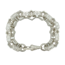 Load image into Gallery viewer, New 925 Silver 9.5&quot; Patterned Hexagon Link Bracelet
