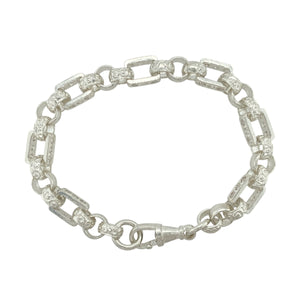 New 925 Silver & Cubic Zirconia Set 8" Gypsy Style Bracelet