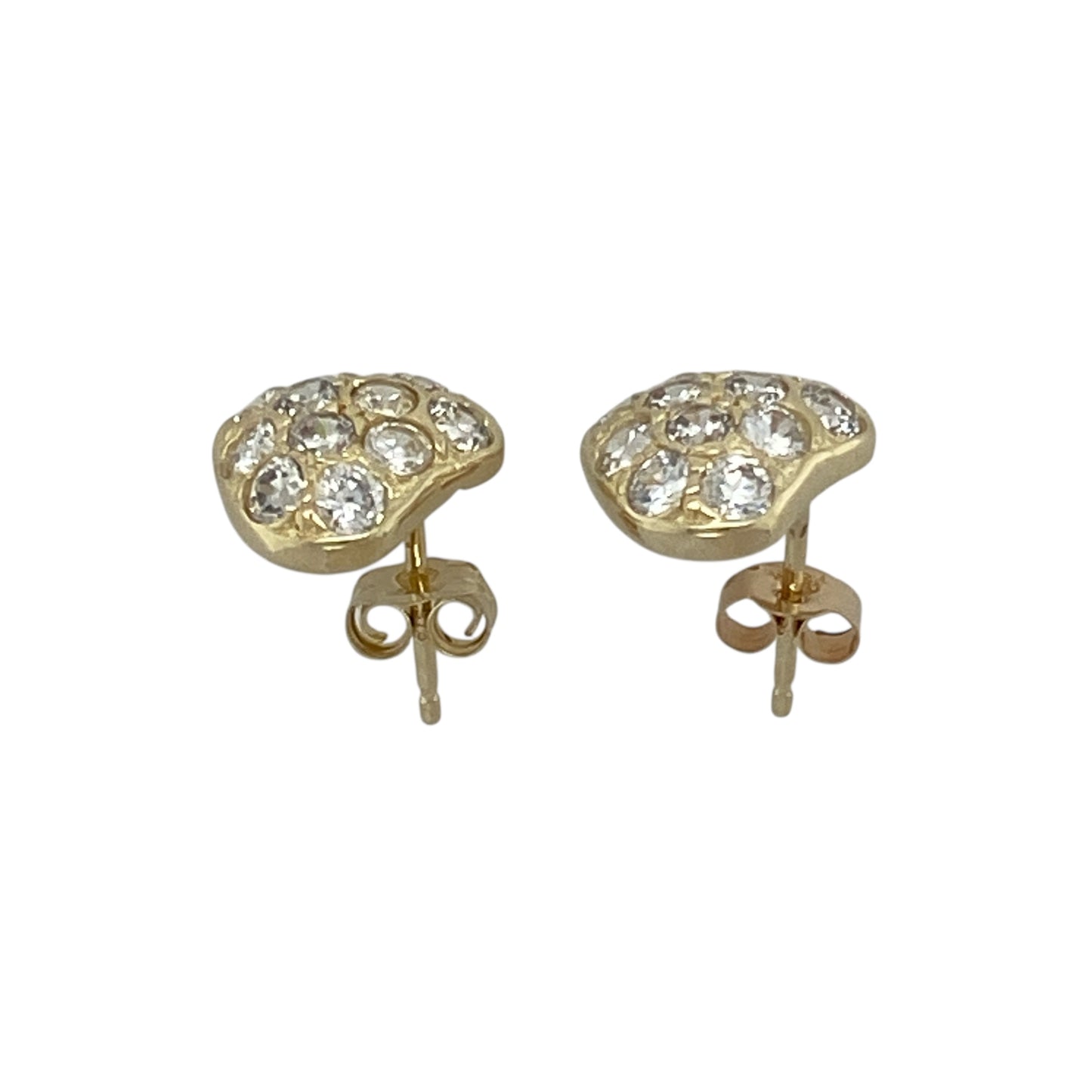 9ct Gold & Cubic Zirconia Set Heart Stud Earrings