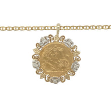Load image into Gallery viewer, 9ct Gold &amp; Diamond Set Mount 18&quot; Necklace with 22ct Gold Half Sovereign
