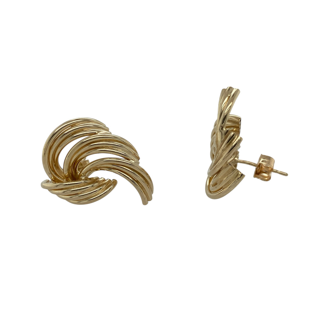 9ct Gold Multi Strand Swirl Stud Earrings