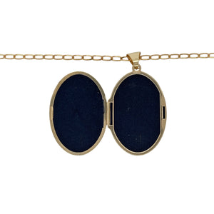 9ct Gold Oval Flower Patterned Locket 18" Necklace