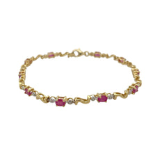 Load image into Gallery viewer, 10ct Gold Diamond &amp; Ruby Set 7.5&quot; Bracelet
