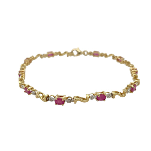 10ct Gold Diamond & Ruby Set 7.5