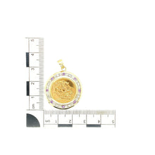 Load image into Gallery viewer, 9ct Gold Diamond &amp; Amethyst Set Mount Pendant with 22ct Gold Half Sovereign
