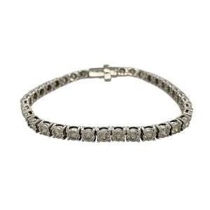 9ct White Gold & Diamond Set 7" Bracelet