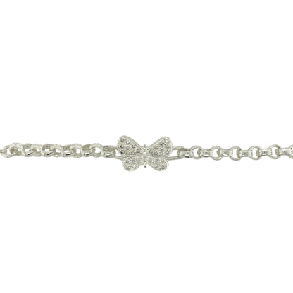 New 925 Silver & Cubic Zirconia Set 6" Butterfly Belcher Bracelet