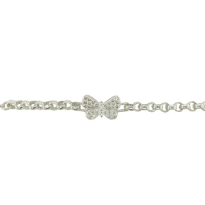 New 925 Silver & Cubic Zirconia Set 6" Butterfly Belcher Bracelet