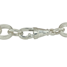 Load image into Gallery viewer, Add bold style to your collection with this new 925 silver patterned oval belcher bracelet, a classic design with eye-catching detail—perfect for everyday wear or statement layering.

Design: The bracelet features large oval belcher links with a patterned finish, each measuring 10mm in width for a strong and stylish look.
Material: Made from 925 sterling silver, the polished surface enhances durability while adding lasting shine.

