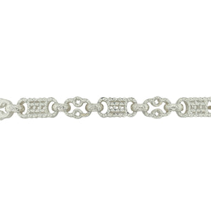 New 925 Silver 8" Patterned Star and Bar Bracelet