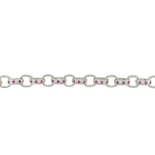 Load image into Gallery viewer, New 925 Silver &amp; Pink Stone Set 9&quot; Belcher Bracelet
