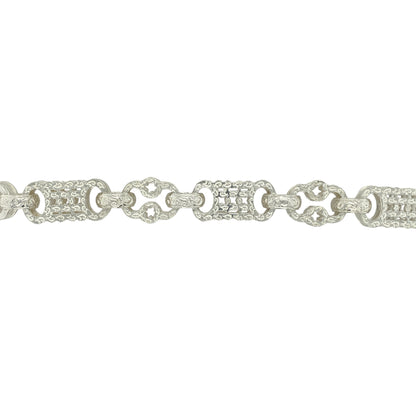 New 925 Solid Silver 24" Patterned Star and Bar Chain