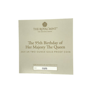 2021 Two Ounce Gold Proof 95th Birthday Queen Elizabeth II Coin